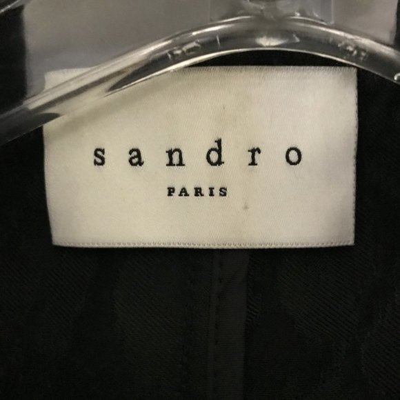 Sandro Paris Leopard-Textured Coat in All Black - Picture 4 of 6